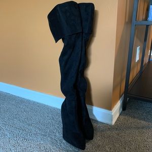 Black over the knee heeled boots
